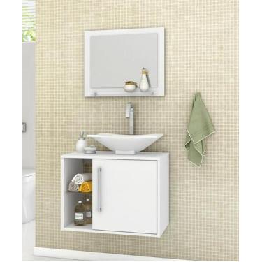 Imagem de Gabinete Para Banheiro Com Cuba E Espelheira Baden Branco - Móveis Bec