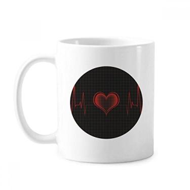 Imagem de Caneca com design de eletrocardiograma de coração cerâmica xícara de café porcelana louça