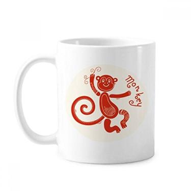 Imagem de Ano de macaco animal China zodíaco caneca vermelha cerâmica café porcelana xícara louça