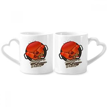 Imagem de Conjunto de canecas de porcelana tradicional de casal, caranguejo, chili de Singapura, coração