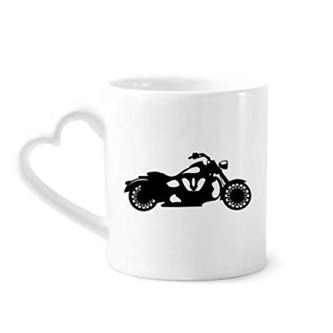 Imagem de Caneca com padrão de contorno mecânico de motocicleta café cerâmica copo de coração de vidro