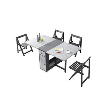 Imagem de Mesa de jantar dobrável, mesa de cozinha dobrável com gaveta de armazenamento e rodízios, mesa de centro versátil para pequenos apartamentos com economia de espaço /1430 (Color : Ordinary, Size : 4