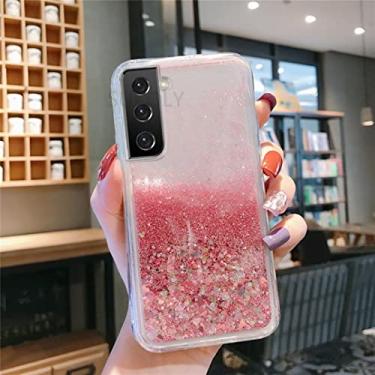 Imagem de FIRSTPELLA Capa compatível com Samsung S9 Plus, capa de silicone fina e macia com glitter, feminina, meninas, mulheres, brilhante, moda, fluxo, amor, padrão de coração, capa de areia movediça - rosa