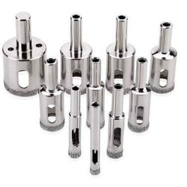 Imagem de Kit 10 Brocas Diamantadas 6 a 50mm Fura Vidro Mármore Piso Cerâmica Granito 847