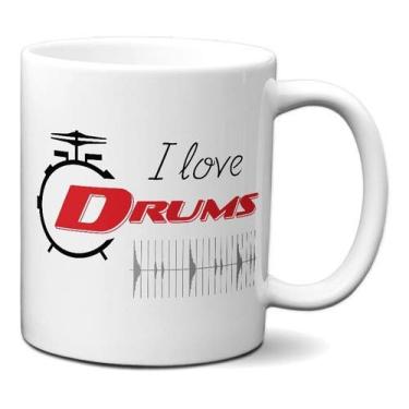 Imagem de Caneca Amo Bateria I Love Drums Presente Criativo Baterista