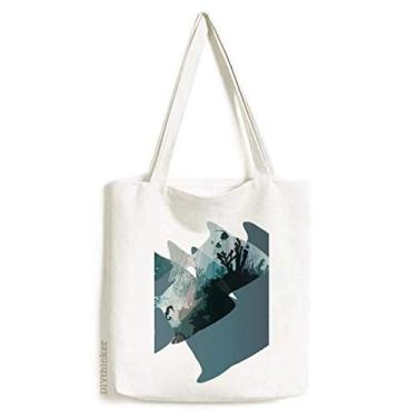 Imagem de Bolsa de lona Sea ahouse coral água-viva natureza animal bolsa de compras bolsa casual bolsa de compras