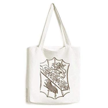 Imagem de Bolsa de lona preta e branca com estampa de ovelha barroca bolsa de compras casual bolsa de mão