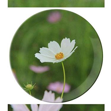 Imagem de Prato branco puro Cosmos decorativo de porcelana salver talheres, louça de jantar