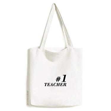 Imagem de Number.1 Bolsa de lona com citação de professor para estudantes, bolsa de compras casual