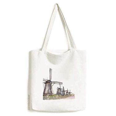 Imagem de Windmill in Holand Art Deco, bolsa de compras de lona, bolsa casual