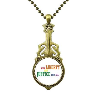 Imagem de DIYthinker LGBT Colar com bandeira de arco-íris Liberdade e Justiça, joia antiga com pingente de música