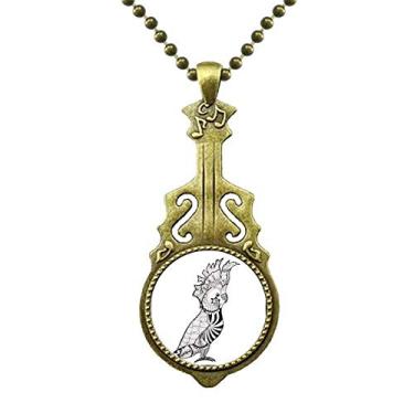 Imagem de DIYthinker Colar com desenho de animal de papagaio fofo, pássaro de papagaio, pingente de música de guitarra antiga