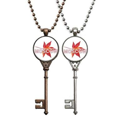 Imagem de OFFbb-USA Moscow City Contorno Folhas Chaveiro Colar Pingente Joias Decoração Casal