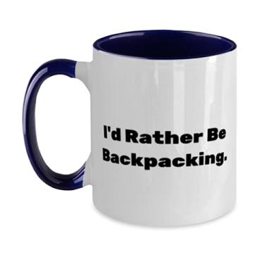 Imagem de Motivational Backpacking, I'd Rather Be Backpacking, Linda caneca de aniversário em dois tons 325 ml para homens e mulheres