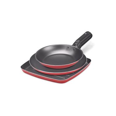 Imagem de Conjunto De Panelas Garlic Brinox Antiaderente 3 Peças Vermelho