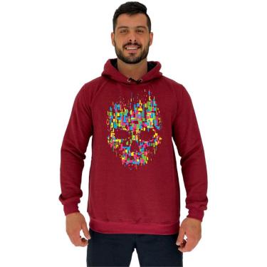 Imagem de Moletom Tradicional Capuz MXD Conceito Caveira Abstrata Masculino-Masculino