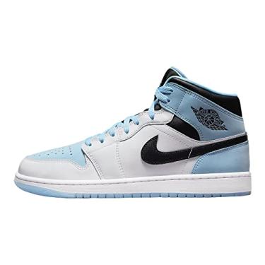 Imagem de Tênis masculino Air Jordan 1 Mid, Branco/Azul (Ice Blue) - Preto, 10.5