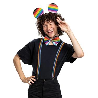 Imagem de Mickey Mouse Pride Gravata borboleta adulto, suspensórios e orelhas, conjunto de fantasia oficial da Disney, Mickey, Adult Large/XL