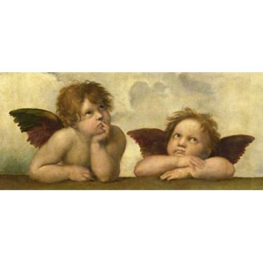 Imagem de Anjos da Sistina (1513) de Rafael - 30x66 - Tela Canvas Para Quadro