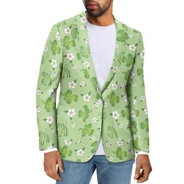 Imagem de Psesaysky Blazer masculino casual com bolsos, casaco esportivo de ajuste clássico e blazers com bolsos, jaquetas leves para homens, Folha de margarida, P