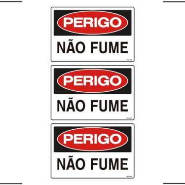 Imagem de Combo 3 Placas De Sinalização Perigo Não Fume 30x20 Ekomunike - S-218 F9e