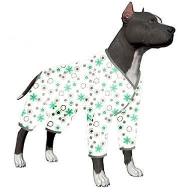 Imagem de LovinPet Macacão de cachorro grande – Pijama para alívio da ansiedade de animais de estimação, camiseta de proteção UV para cães, tecido elástico confortável, estampa floral menta, pijama de cachorro