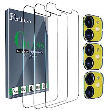 Imagem de Ferilinso [Pacote com 3 + 3] Pacote com 3 Protetores de Tela para iPhone 11 com 3 Acessórios Protetor de Lente de Câmera Filme de Vidro Temperado para iPhone 11 6,1 Polegadas-4-Vermelho