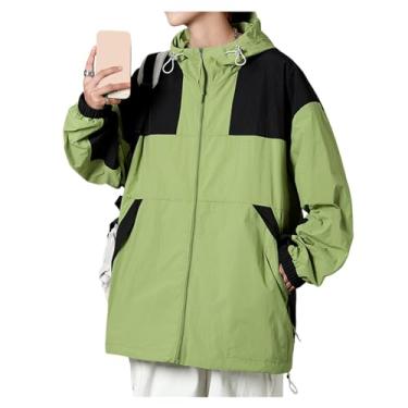 Imagem de Jaqueta masculina leve, corta-vento, cor sólida, capa de chuva, casaco de ciclismo com capuz ajustável, Cor 9, M