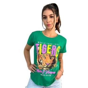 Imagem de Blusa T-Shirt Verde Bandeira Estampa Tigers - Único - Verde Bandeira-Feminino