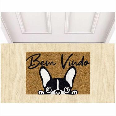Imagem de Tapete Capacho Vinil Bem vindo Bulldog Pets Para Decoração.