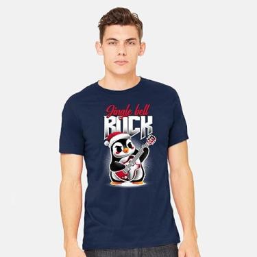 Imagem de TeeFury - Jingle Bell Rock Penguin - Camiseta masculina animal, pinguim, Azul marino, 3G