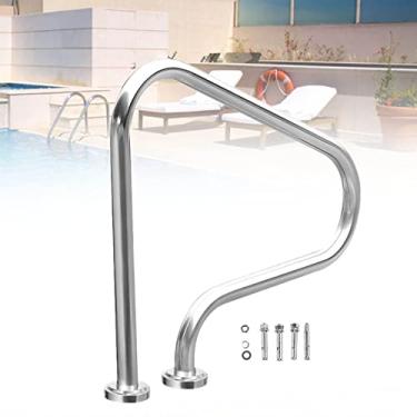 Imagem de Trilho de piscina de aço inoxidável 304 fácil de montar para piscina enterrada, corrimãos de segurança de piscina de 118 kg