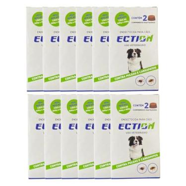 Imagem de Ection Anti Pulgas E Carrapatos 20kg a 40kg - Caixa Com 24 Comprimidos mastigáveis