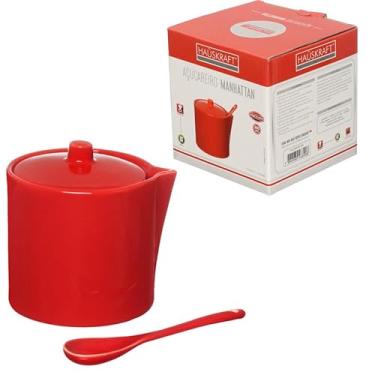 Imagem de Haüskraft -Açucareiro com Colher Porcelana Manhattan Vermelho 300ml