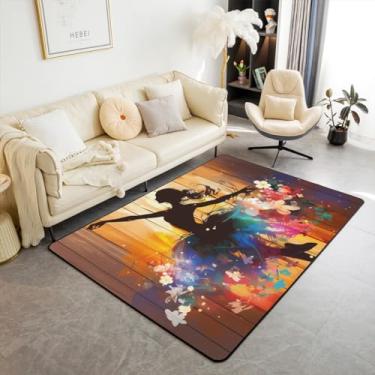 Imagem de Feelyou Tapete de área de dança, 7,5 x 12,7 cm, bailarina, princesa, dançarina, sala de estar, para crianças, meninos, meninas, flores coloridas, tapete decorativo, tema de balé, dança, tapete para