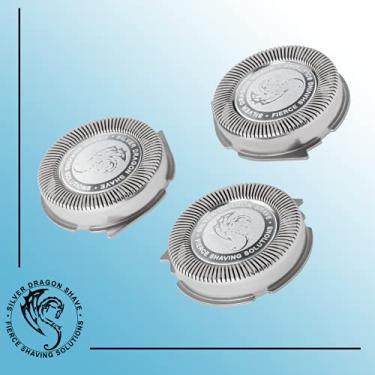Imagem de Silver Dragon Shave Cabeças de substituição SH30 Norelco - Lâminas de barbear SH30/52 compatíveis com barbeadores elétricos Philips Norelco Series 1000, 2000, 3000 e S738 Click and Style, pacote com 3