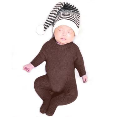 Imagem de CUTEBBPHOTO Macacões para fotografia de bebês recém-nascidos para meninos e meninas, macacão de crochê (café)