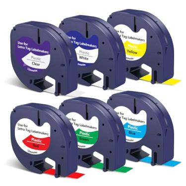Imagem de NodiSem Compatível com Dymo Letratag Refil de fita de plástico colorida para Dymo Letratag Label Tape 16952 91331-91335 1/2 polegadas x 13 '', funciona com DYMO LetraTag Label Maker LT-100H, LT-100T,