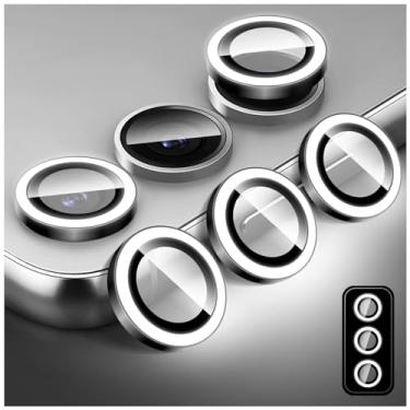 Imagem de Kucheed Protetor de tela luminoso para Samsung Galaxy S23/S23 colorido noctilucente vidro temperado protetor de tela, alinhamento automático anéis de liga de alumínio