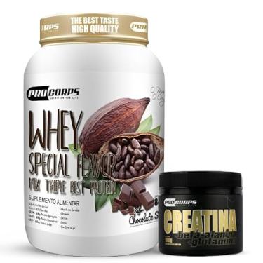 Imagem de Combo Whey Protein 840g + Creatina 100g - Ganho de Massa (840g, Chocolate Suiço)