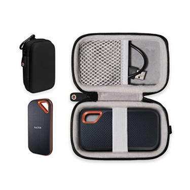 Imagem de getgear Capa para SanDisk Extreme, Extreme Pro SSD portátil compatível com 500 GB, 1 TB, 2 TB, 4 TB, preta com contraste laranja capa prática de viagem