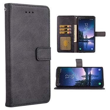 Imagem de Capa de telefone para Samsung Galaxy S8 Active Folio Flip Wallet Case, couro PU com compartimentos para cartão de crédito, proteção de corpo inteiro, suporte, capa protetora para celular para Glaxay