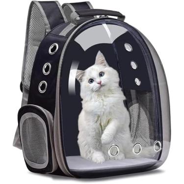 Imagem de Mochila De Transporte Para Pets Cachorros E Gatos Com Ventilação Transparente E Visão Panorâmica Bolsa Astronauta Passeio Animal De Estimação Portátil Preto