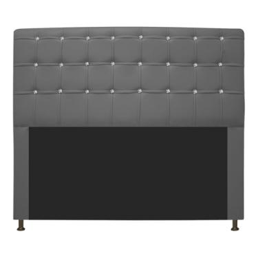 Imagem de Cabeceira Estofada Dama com Strass 140 cm para Cama Box de Casal Corano Cinza para Quarto - AM Decor