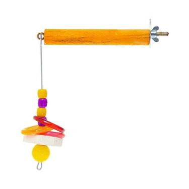 Imagem de Brinquedo Kakatoo Bica Pedra Badalo com Poleiro para Pássaros - Cores 