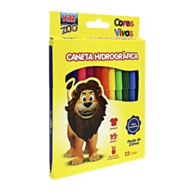 Imagem de Kit 12 Canetinhas Hidrocor Kaz  Volta as Aulas Escolar  - KAZ Zoo