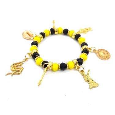 Imagem de Pulseira Oxumaré Orixás Umbanda Candomblé Ajustável - Flash