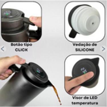 Imagem de Garrafa Térmica Plastico Café-Chá 1 Litro Com Termômetro Em Led E Cabo