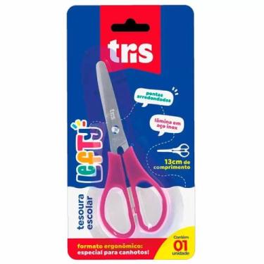 Imagem de Tesoura Escolar Tris Especial Para Canhotos Ergonômico 13 cm, ROSA