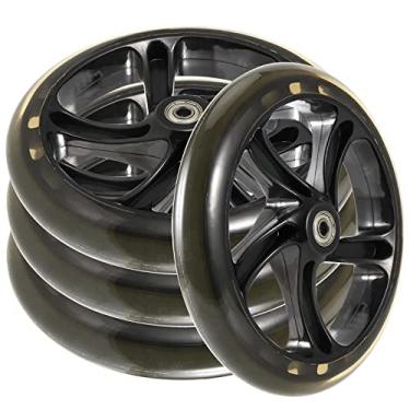 Imagem de SEUNMUK Pacote com 4 rodas de substituição de scooter de 200 mm, conjunto de rodas de substituição sólidas para adolescentes adultos com rolamentos ABEC-11 para a maioria das scooters, preto
